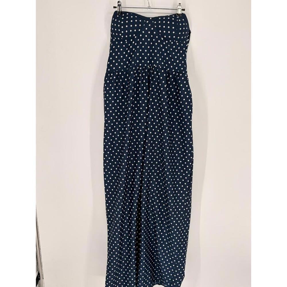 Polka Dot Strapless Maxi Dress XL Blue Cotton Band of Gypsies